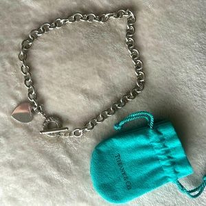 Authentic Tiffany & Co heart tag toggle necklace in stealing silver blank heart
